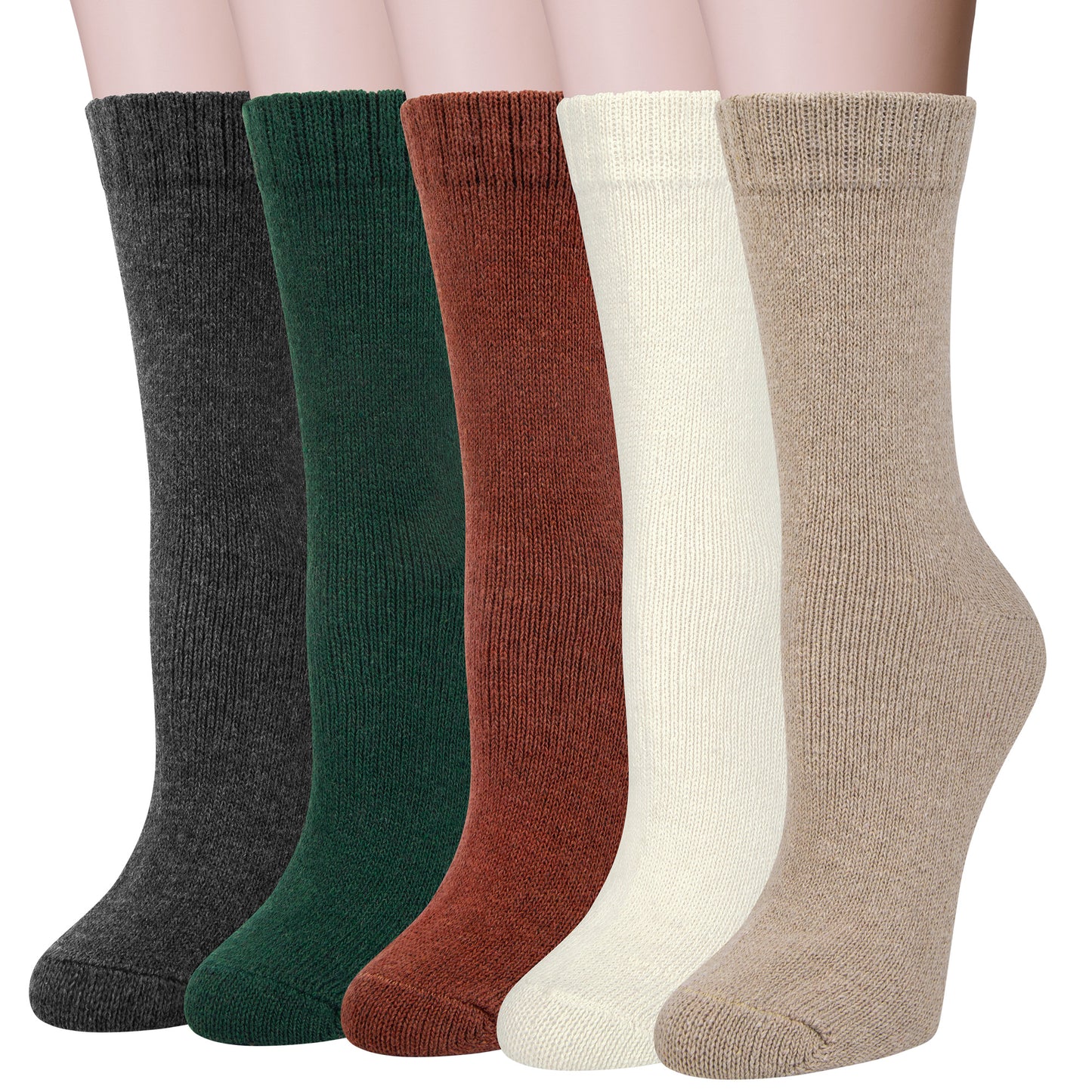 Loritta 5 Pairs Winter Socks for Women,Thick Knit Thermal Crew Wool Women Socks Gifts for Women