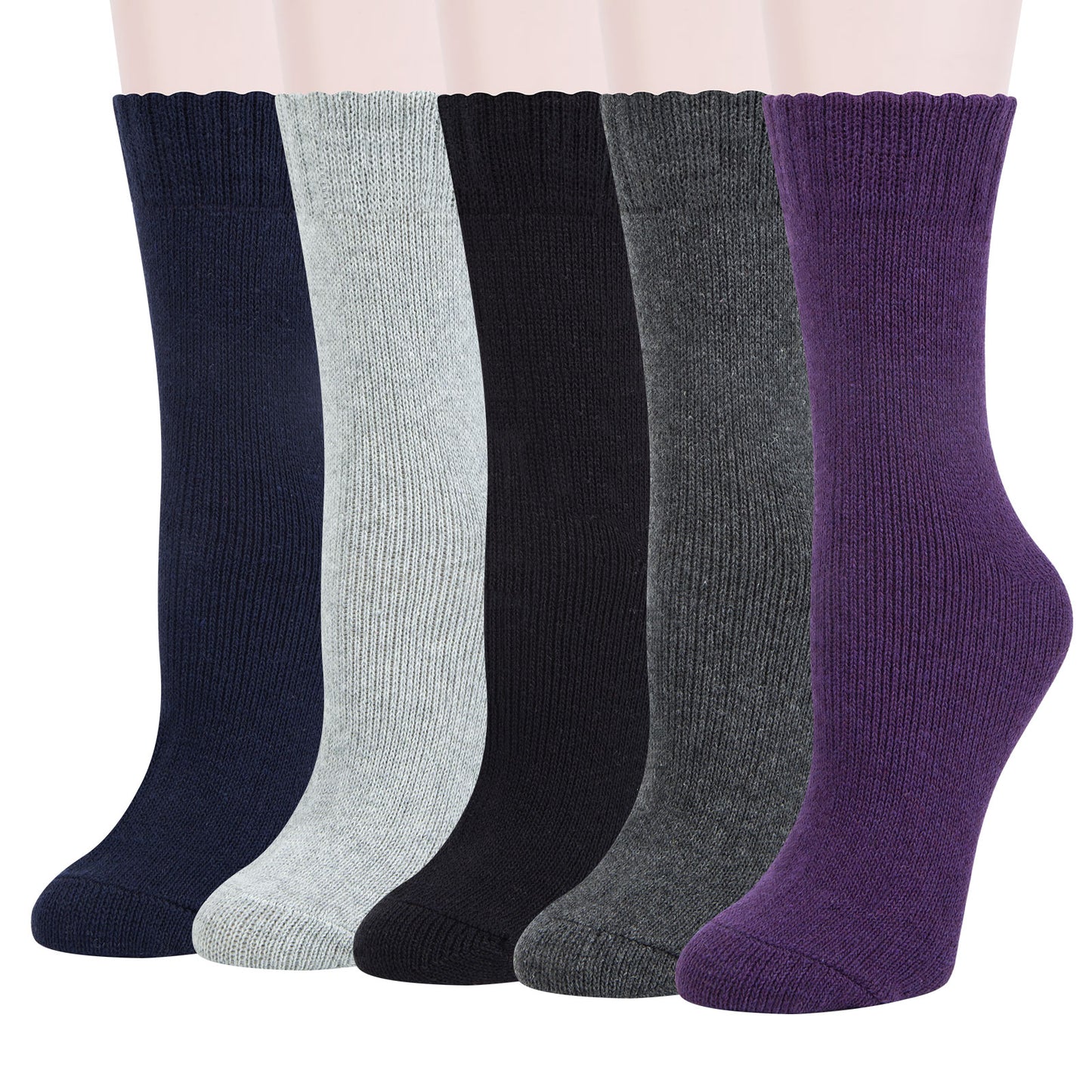 Loritta 5 Pairs Winter Socks for Women,Thick Knit Thermal Crew Wool Women Socks Gifts for Women