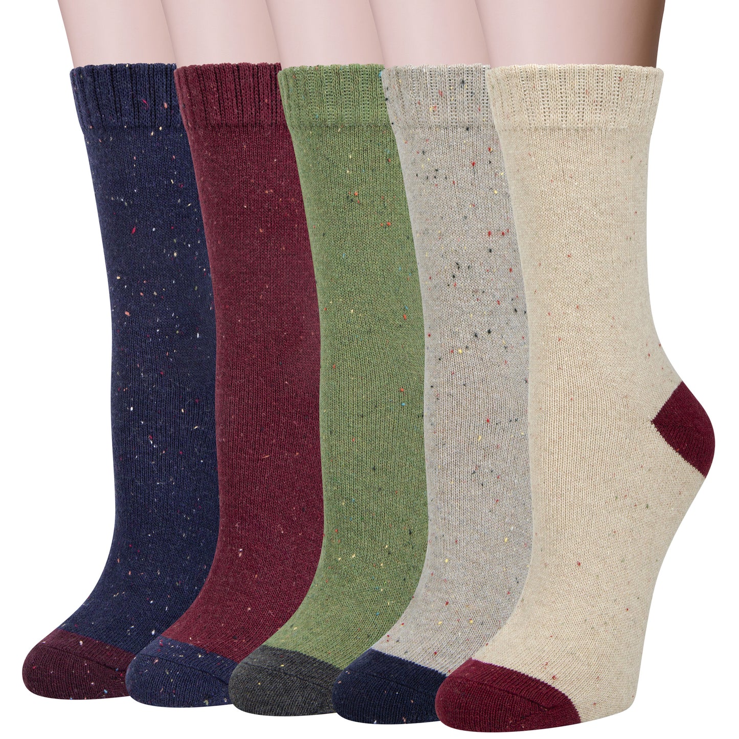 Loritta 5 Pairs Winter Socks for Women,Thick Knit Thermal Crew Wool Women Socks Gifts for Women