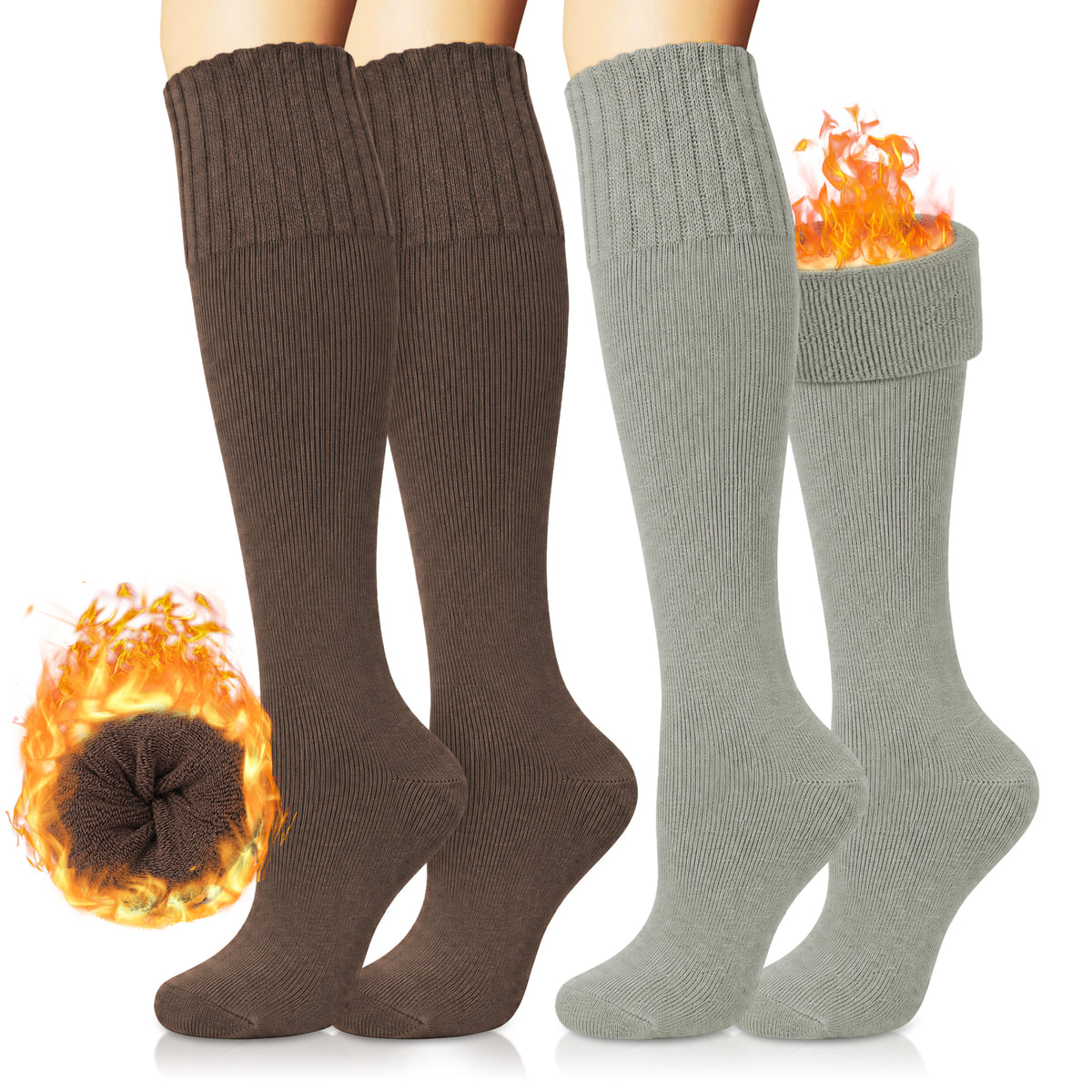 Loritta Women's Knee High Socks, Thick Cable Knit Warm Winter Boot Stockings, Size 6-9