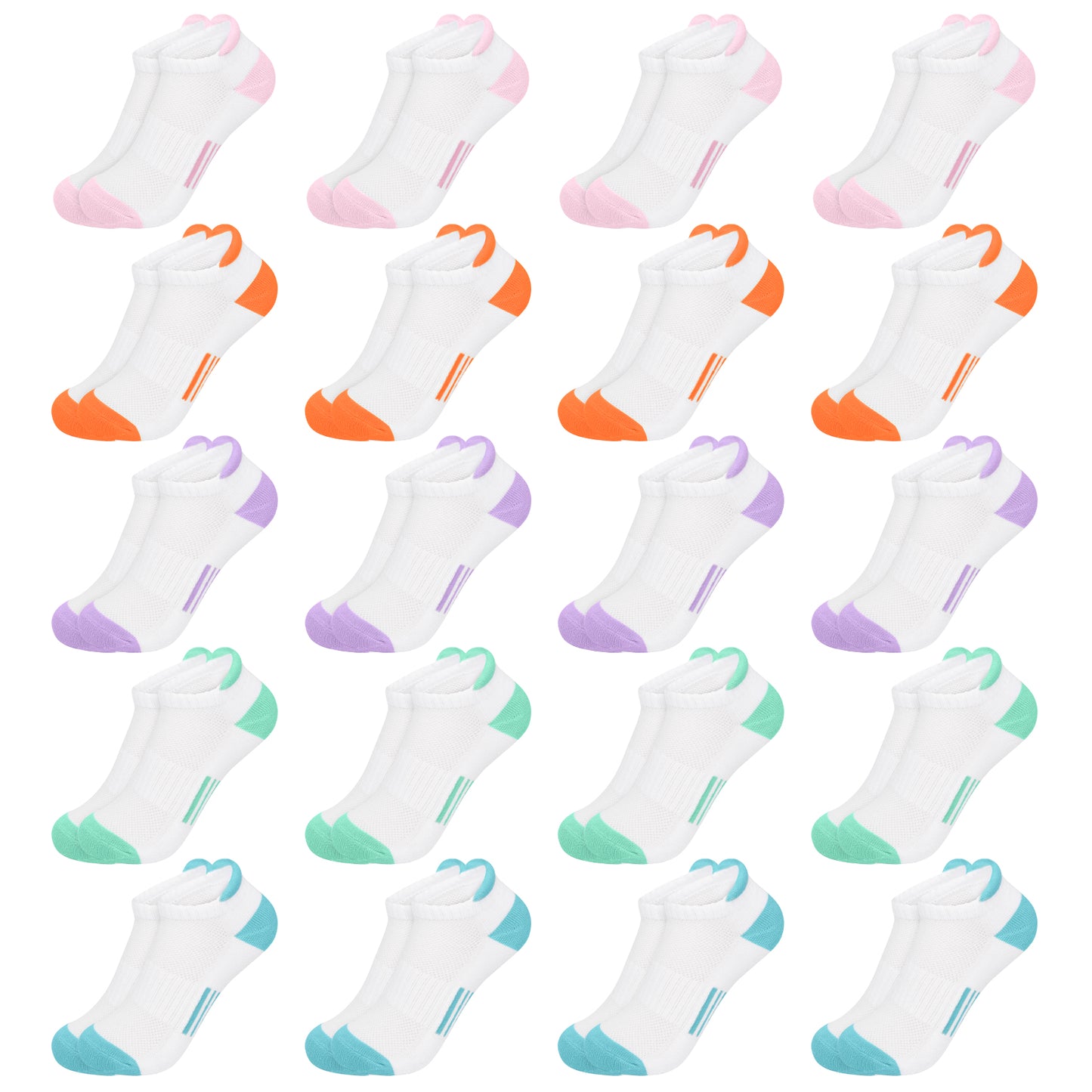 Loritta Girls Socks 20 Pairs Ankle Socks Kids Socks and Girls Ankle Socks for Toddler to Teen