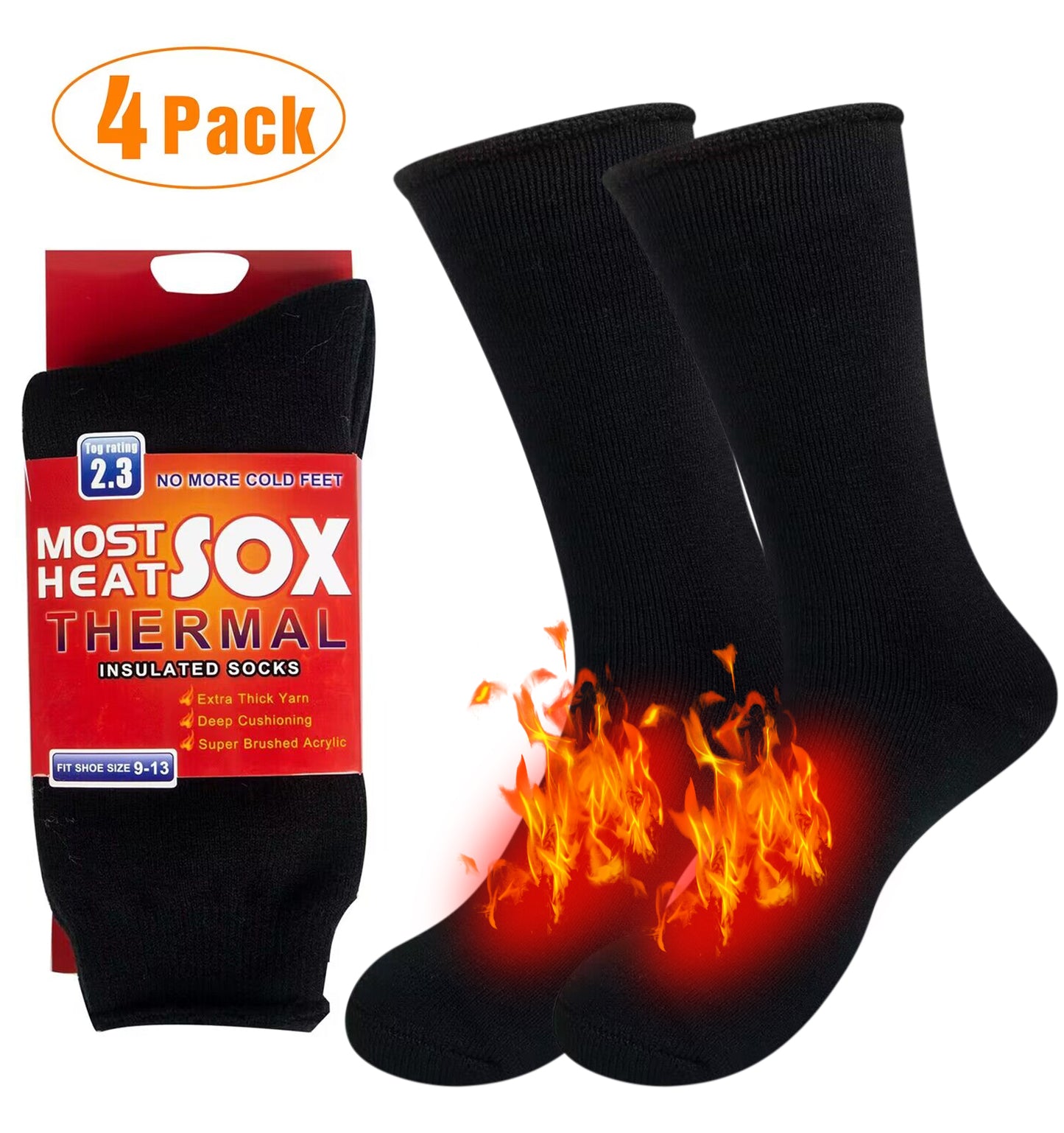Loritta 4 Pairs Winter Thermal Socks for Men Thick Warm Socks Women Men