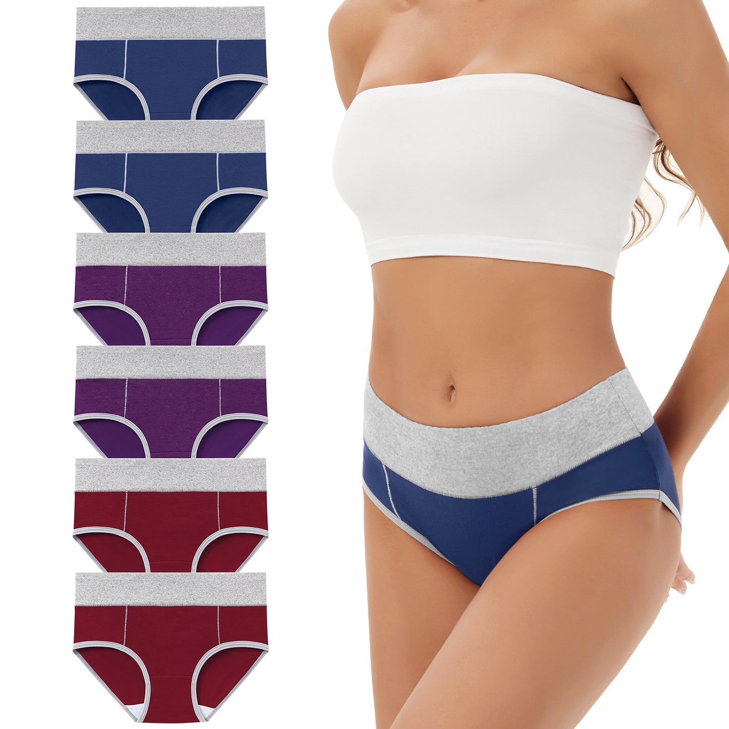 Loritta Underwear for Women High Waist Full Coverage Cotton Panties Soft Strech Ladies Briefs 6Packs