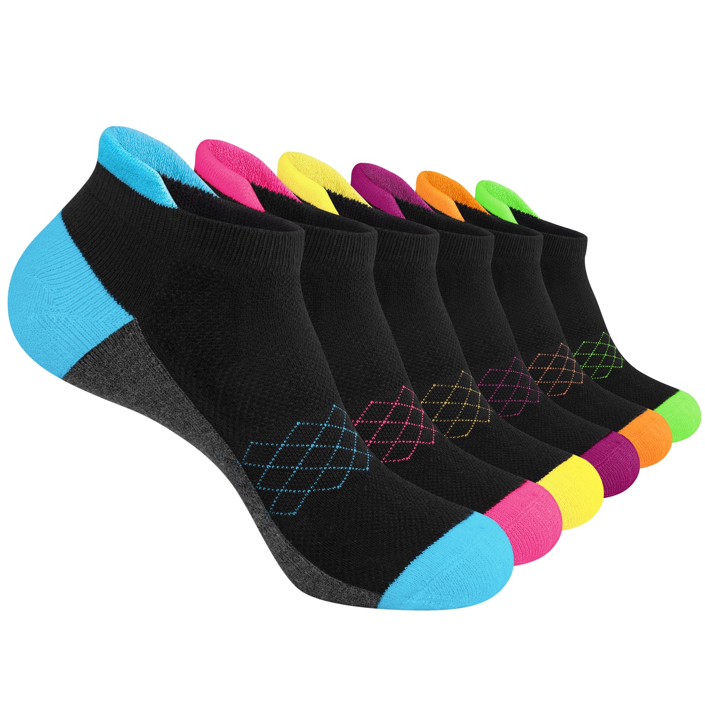 Loritta 6-piece Womens Sports Socks Cushioned Ankle Running Low cut Label Socks