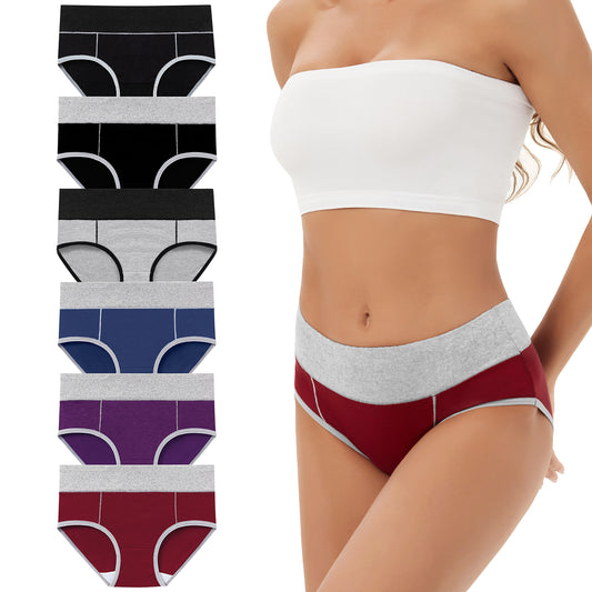 Loritta Underwear for Women High Waist Full Coverage Cotton Panties Soft Strech Ladies Briefs 6Packs