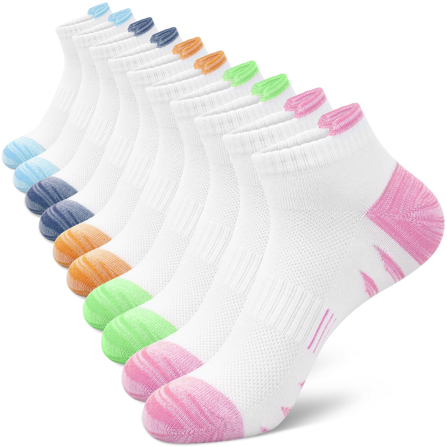 Loritta Womens Ankle Socks Low Cut Athletic Running Performance Socks for Women, 10 Pack