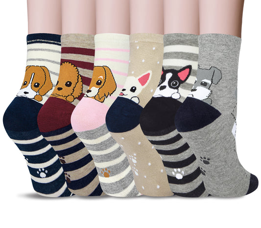 Loritta Womens Cute Socks Dog Cat Novelty Animal Socks Girl Cartoon Cotton Casual Crew Funny Socks Gifts