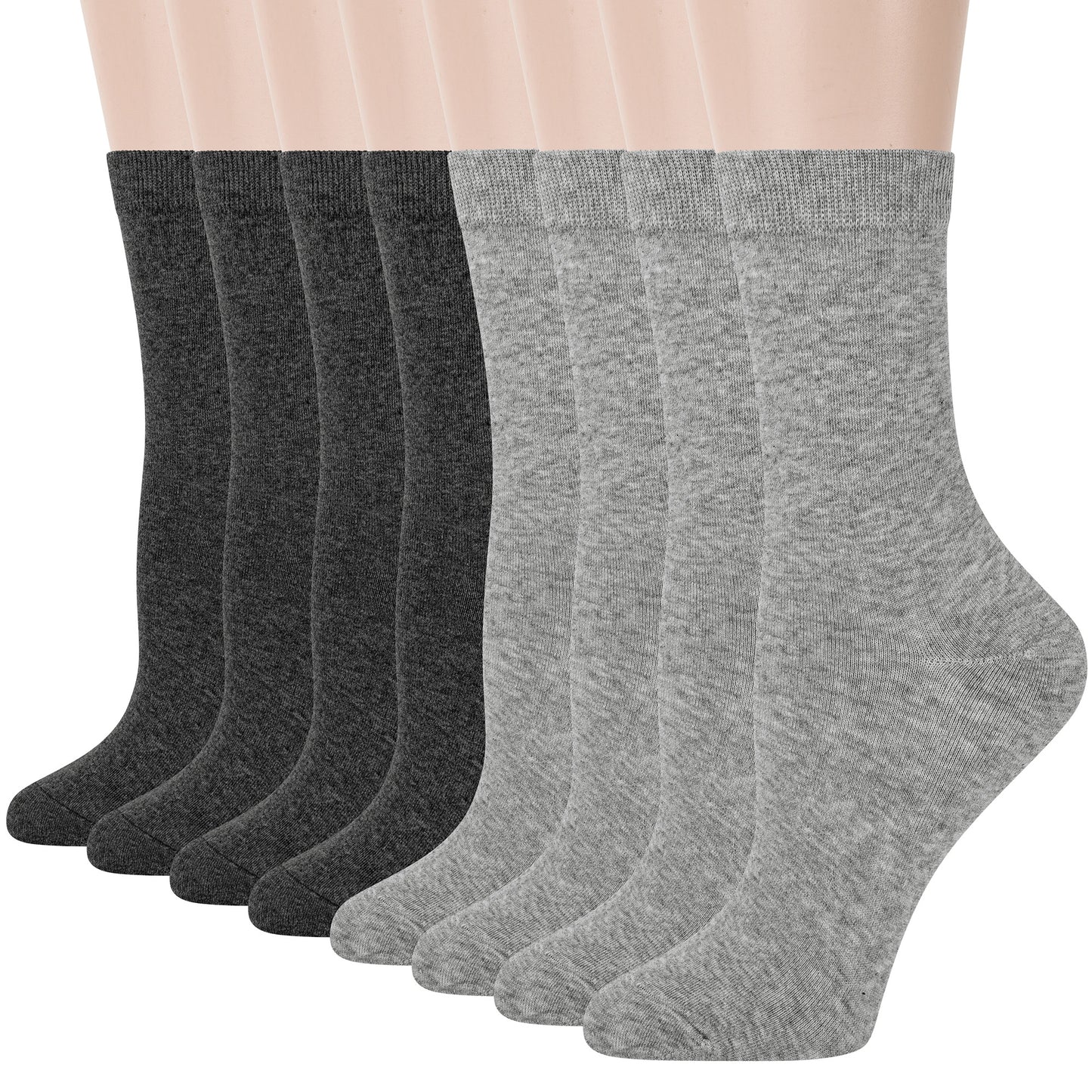 Loritta 8 Pairs Crew Socks Solid Casual Cotton Socks Athletic Dress Socks