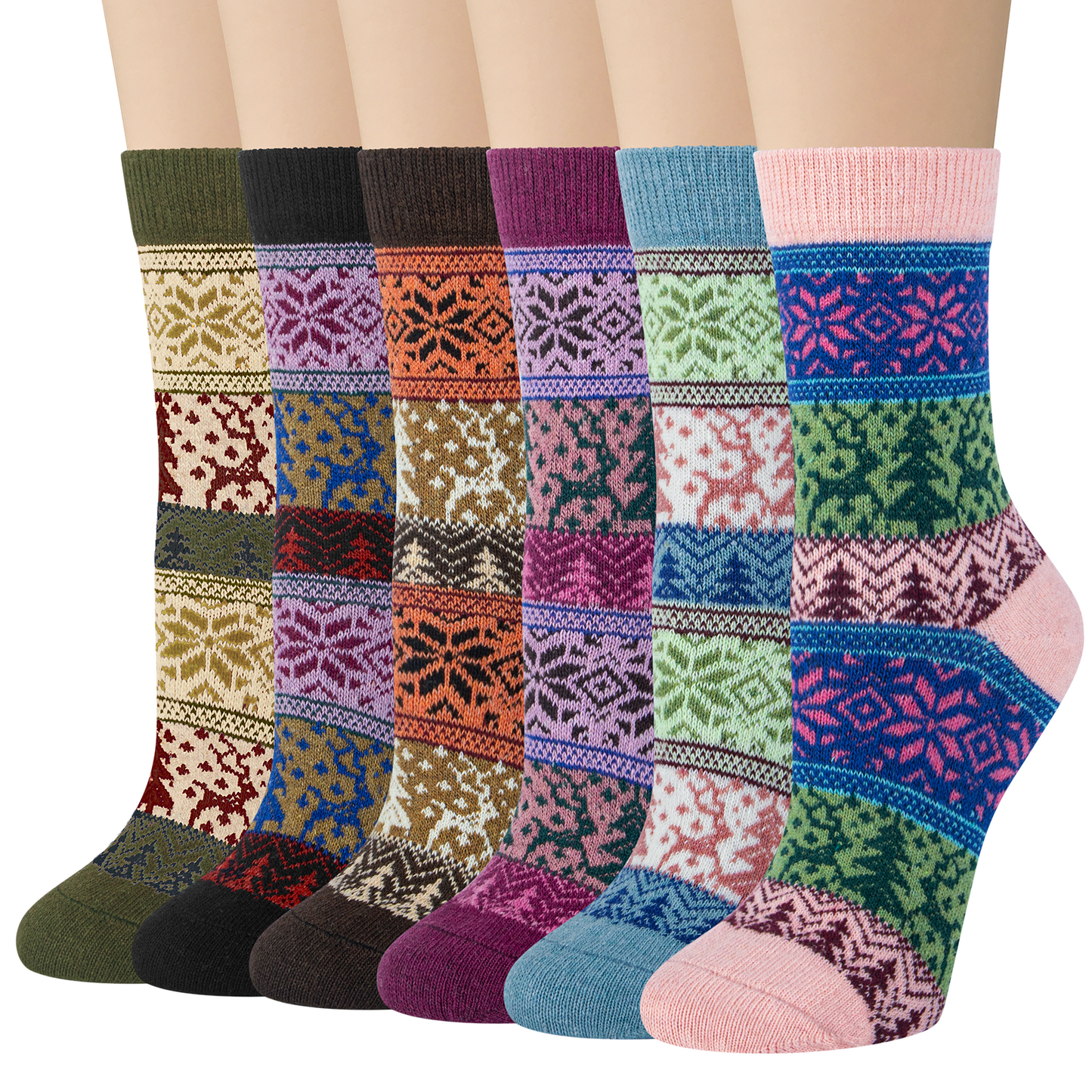 Loritta 5 Pairs Women Wool Socks Vintage Thick Warm Wool Socks for Women Gifts