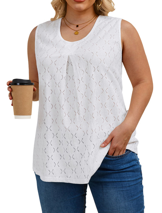 Oryer Womens Plus Size Tank Tops Loose Fit Tunic Blouses Sleeveless Tops