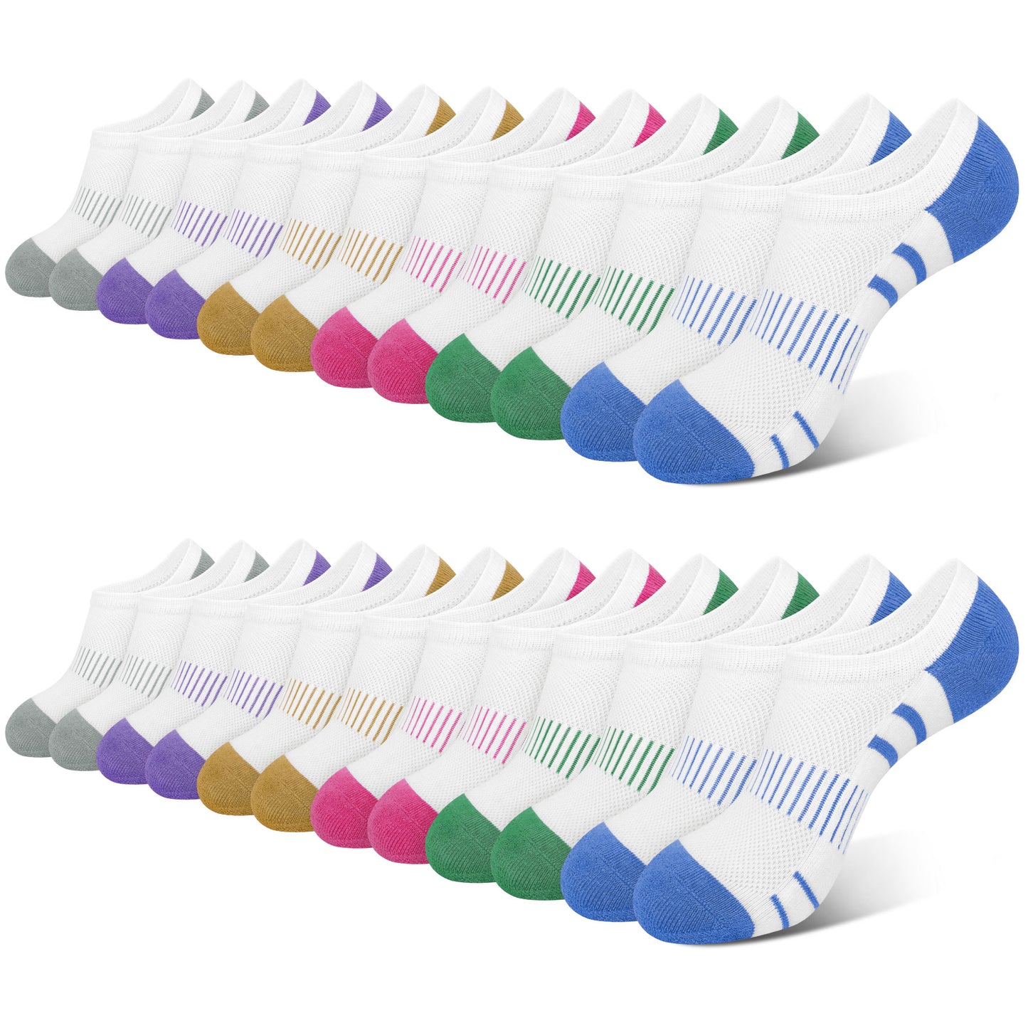 Loritta 12 Pair No Show Socks Womens Cushioned Invisible Low Cut Socks for Running Athletic