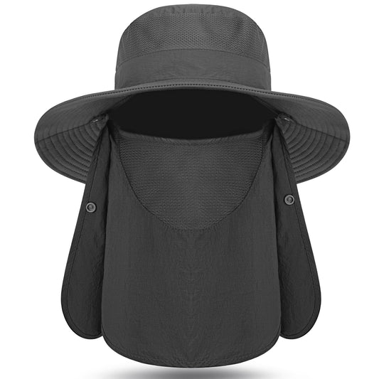Loritta Sun Hat for Men and Women, Retractable Wide Brim Fishing Hats UPF 50+ Multi-Function Sun Protection Visor Cap Summer Travel Beach Hat
