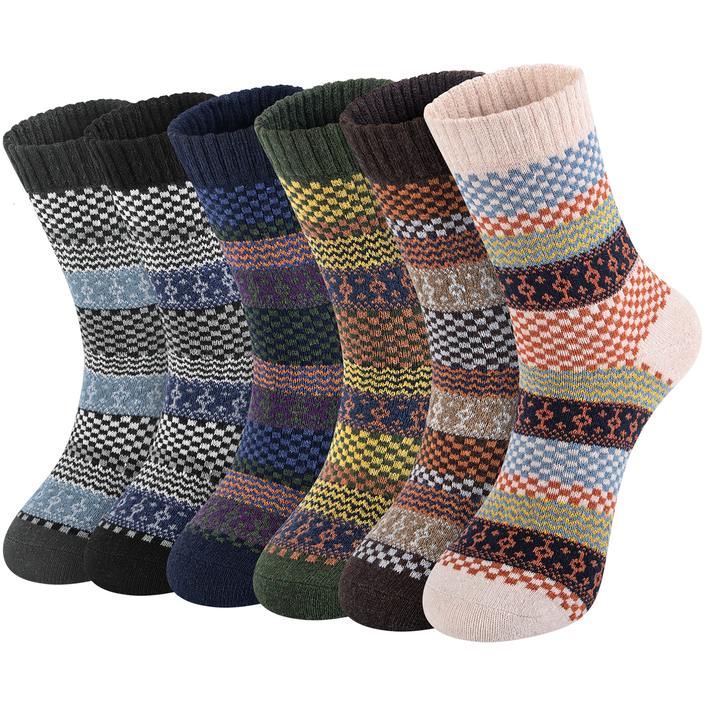 Loritta 5 Pairs Women Wool Socks Vintage Thick Warm Wool Socks for Women Gifts