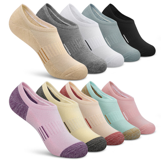 Loritta Womens No Show Socks Athletic Ankle Socks Cushioned Running Low Cut 10 Pairs, Size 6-8