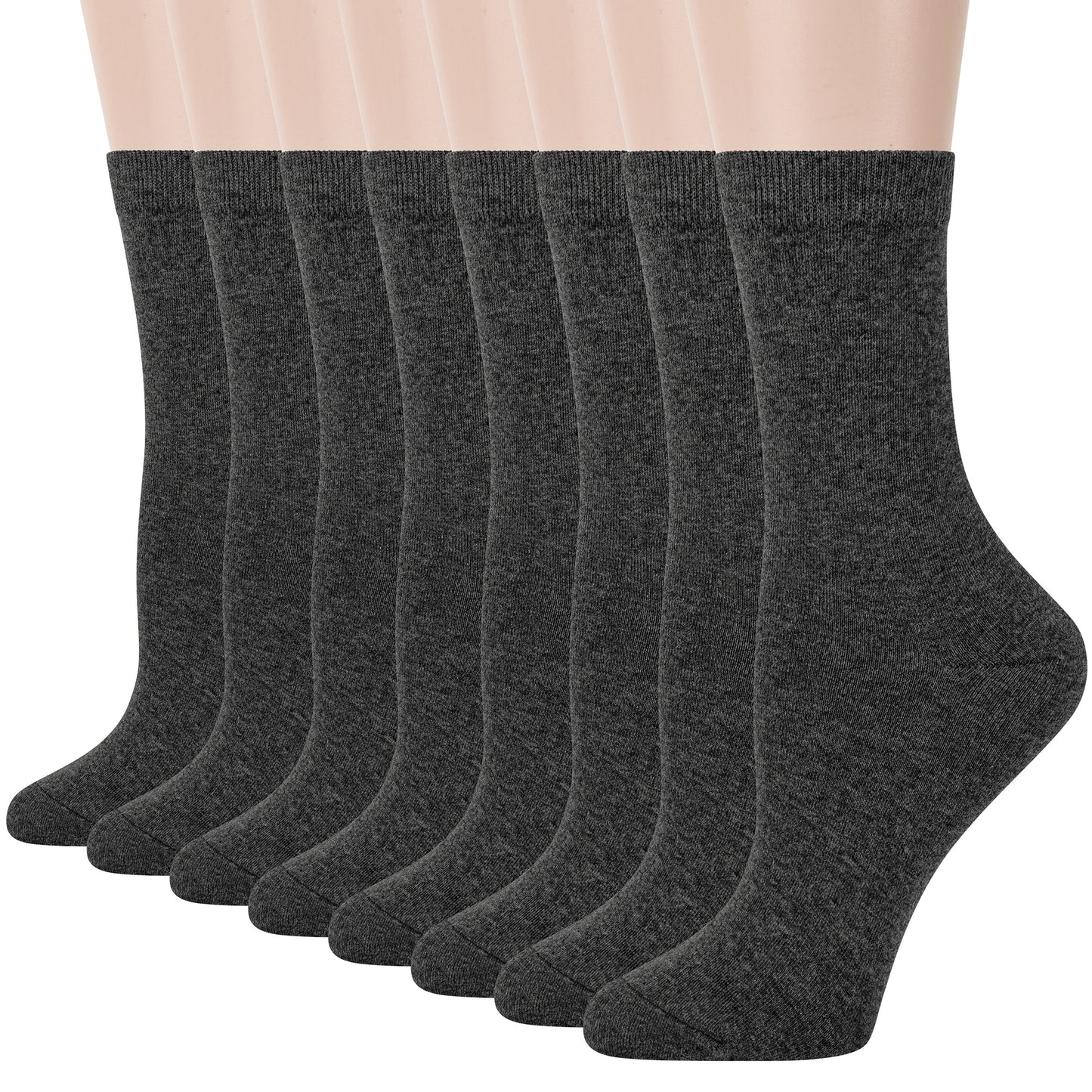 Loritta 8 Pairs Crew Socks Solid Casual Cotton Socks Athletic Dress Socks