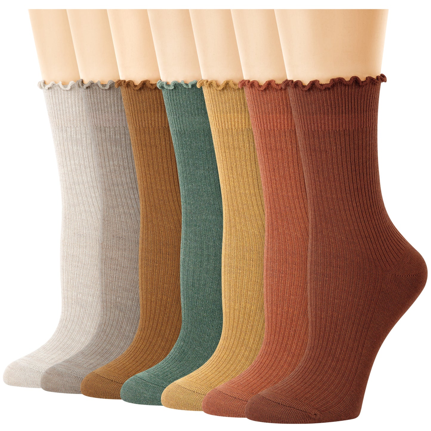 Loritta 7 Pairs Ruffle Socks Womens Crew Socks Casual Cute Frilly Cotton Socks for Women Soft