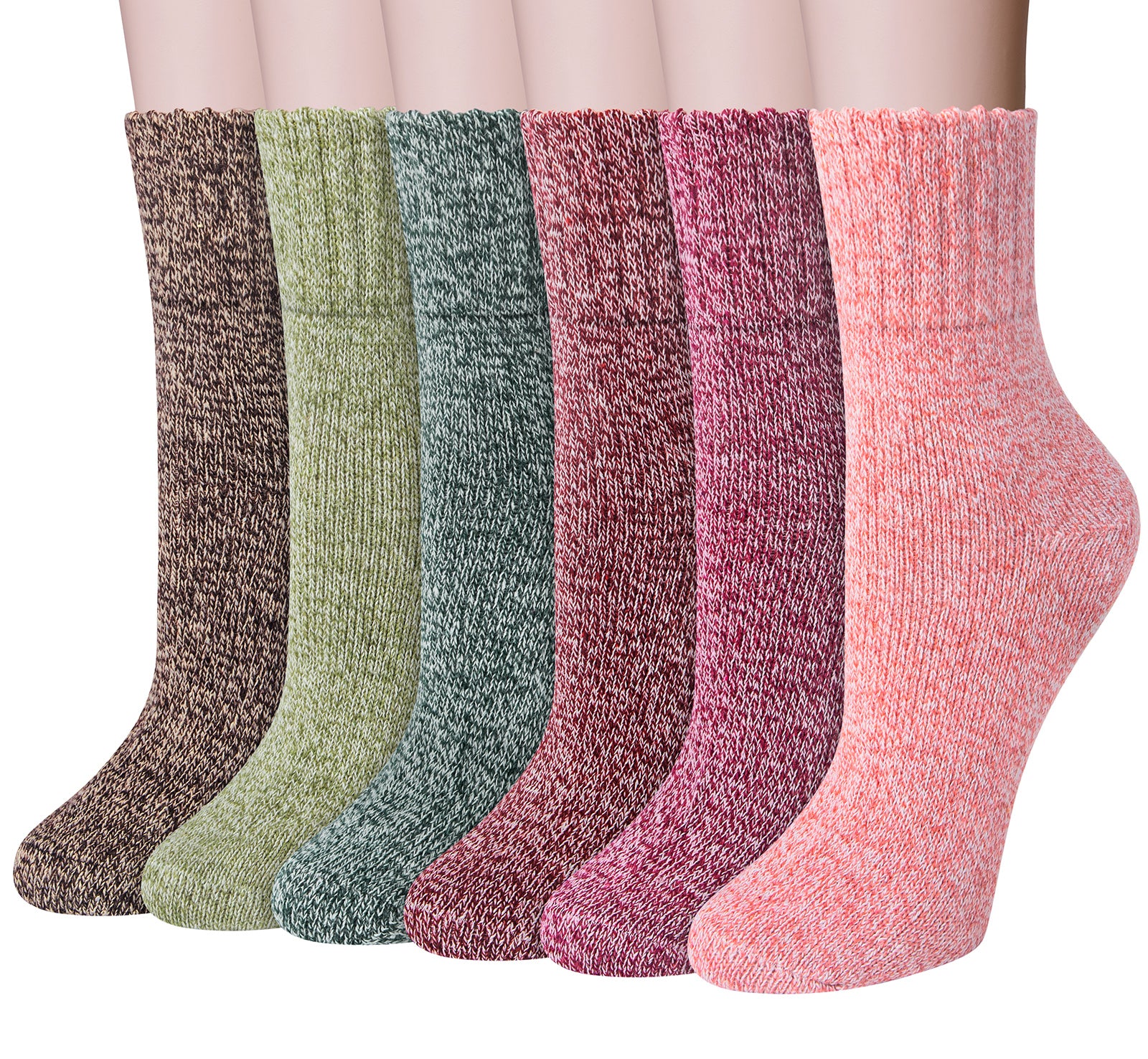 Loritta 6 Pairs Womens Socks Wool Socks Cashmere Thick Knit Warm Winte ...