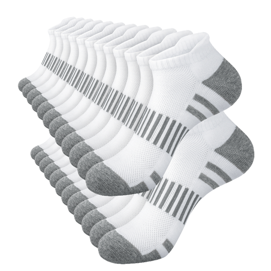 Loritta 12 Pairs Mens Socks Gray Running Ankle Socks Low Cut Cushioned Breathable Athletic Socks Mens Socks Size 6-9