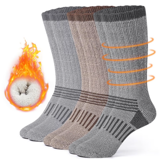 Loritta 3 Pairs 80% Merino Wool Hiking Socks for Men Women Warm Boot Thermal Hiking Cushion Crew Socks Size 9-12