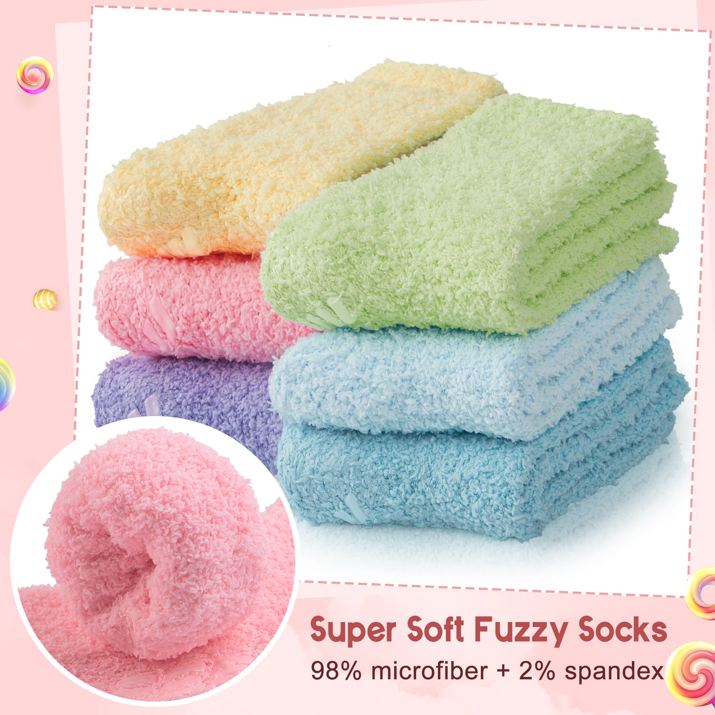 Loritta Winter Womens Fuzzy Socks Soft Warm Cozy Fluffy Soft Slipper Socks Gifts 6 Pairs