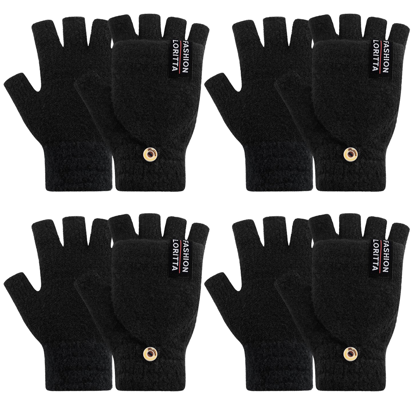 Loritta Womens Winter Gloves-4 Pack Warm Knitted Convertible Fingerless Gloves