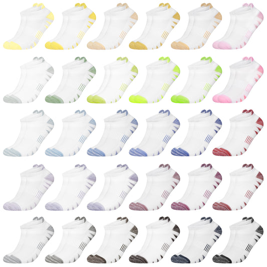 Loritta 30 Pairs Ankle Socks for Women Low Cut, No Show Casual Socks Colorful Bulk Pack, size 8-10