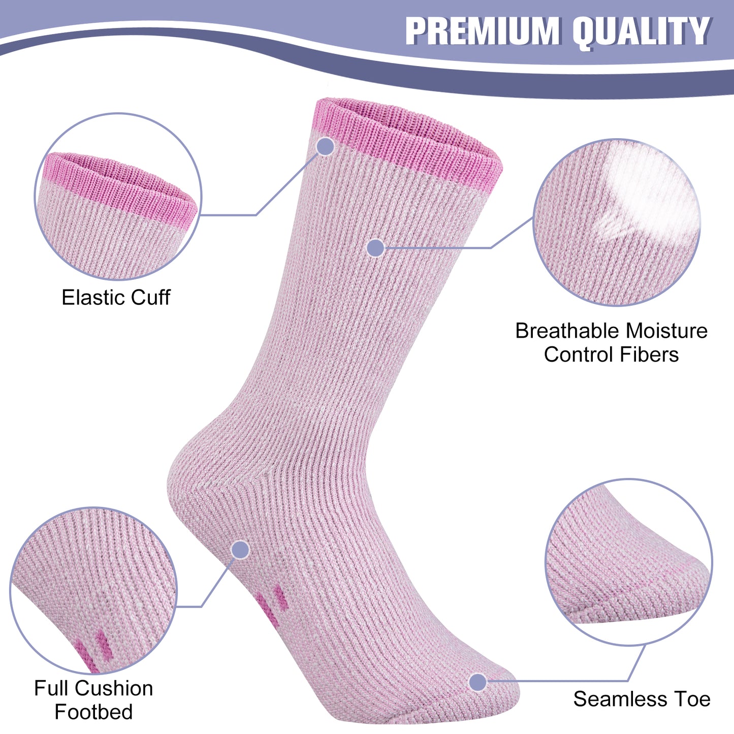 Loritta 80% Merino Wool Socks for Women Warm Mid-Calf Thermal 3 Pairs