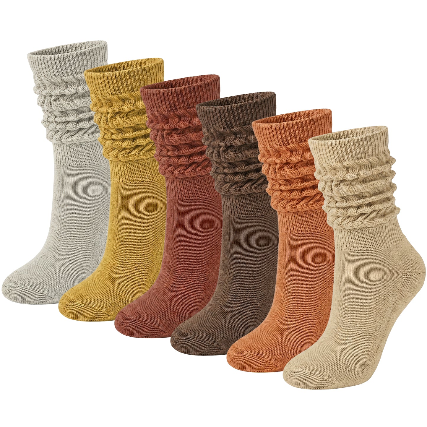 Loritta 6 Pairs Womens Slouch Socks Soft Extra Long Scrunch Knee High Socks for Women