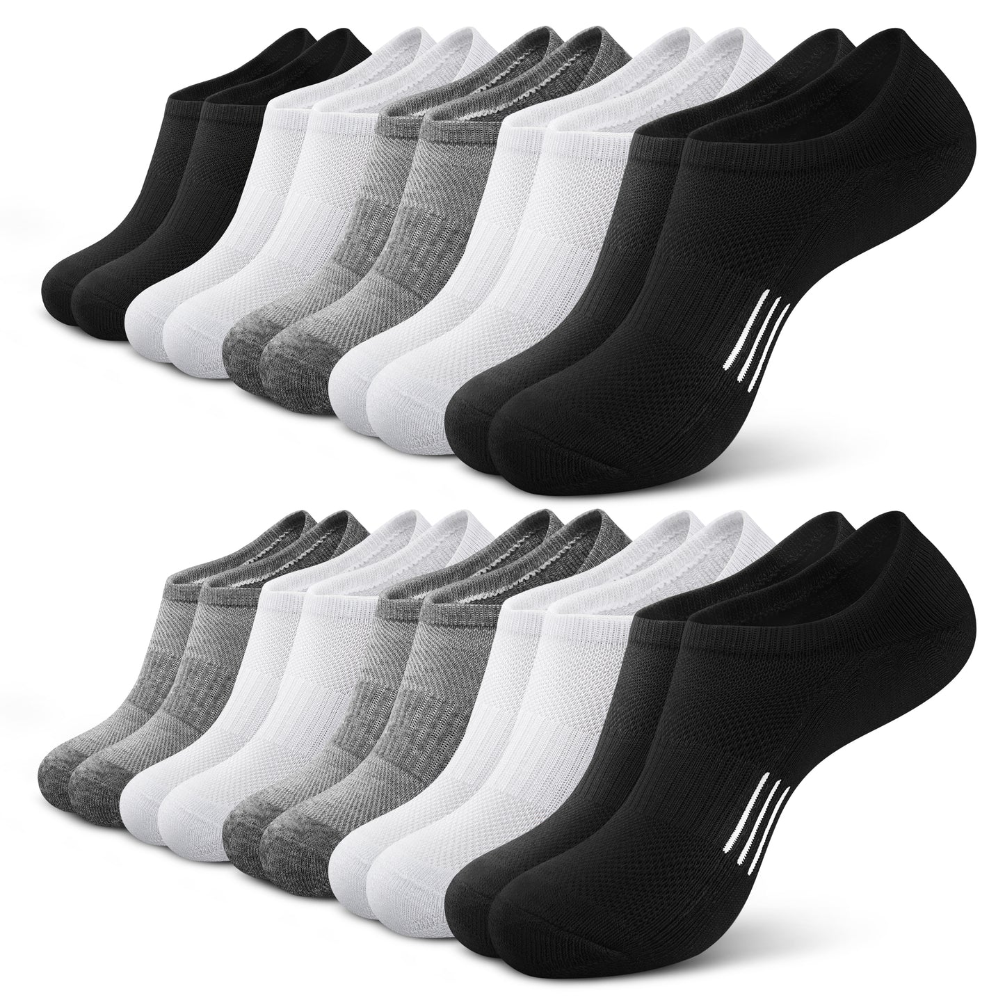 Loritta Womens No Show Socks Athletic Ankle Socks Cushioned Running Low Cut 10 Pairs, Size 6-8