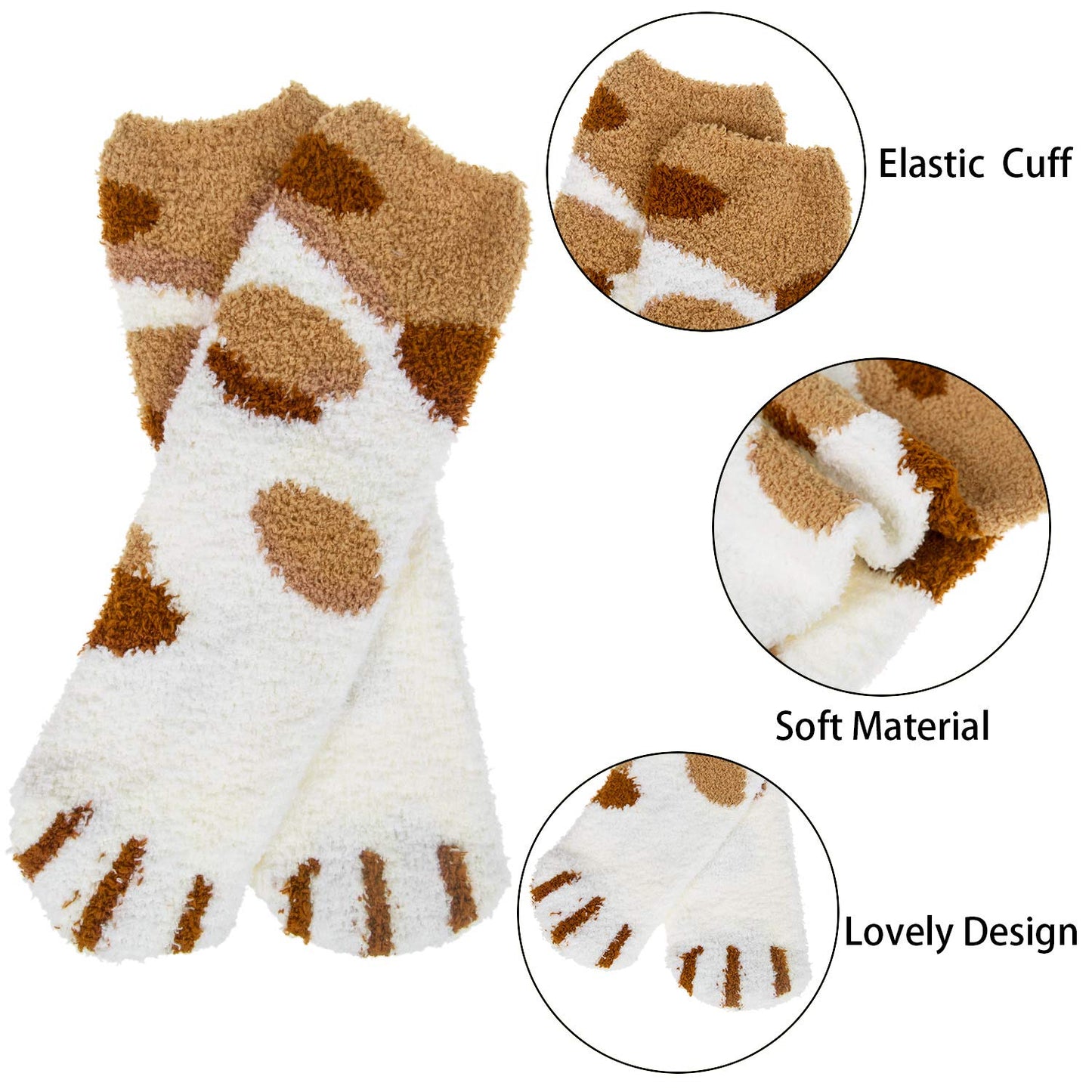 Loritta 6 Pairs Womens Fuzzy Socks Soft Winter Warm Cozy Fluffy Soft Slipper Socks Gifts