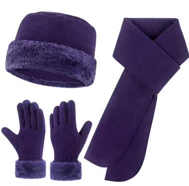 Loritta Women's Warm Fleece Winter Women's Hat and Glove Set Hats Gloves Scarves for Women