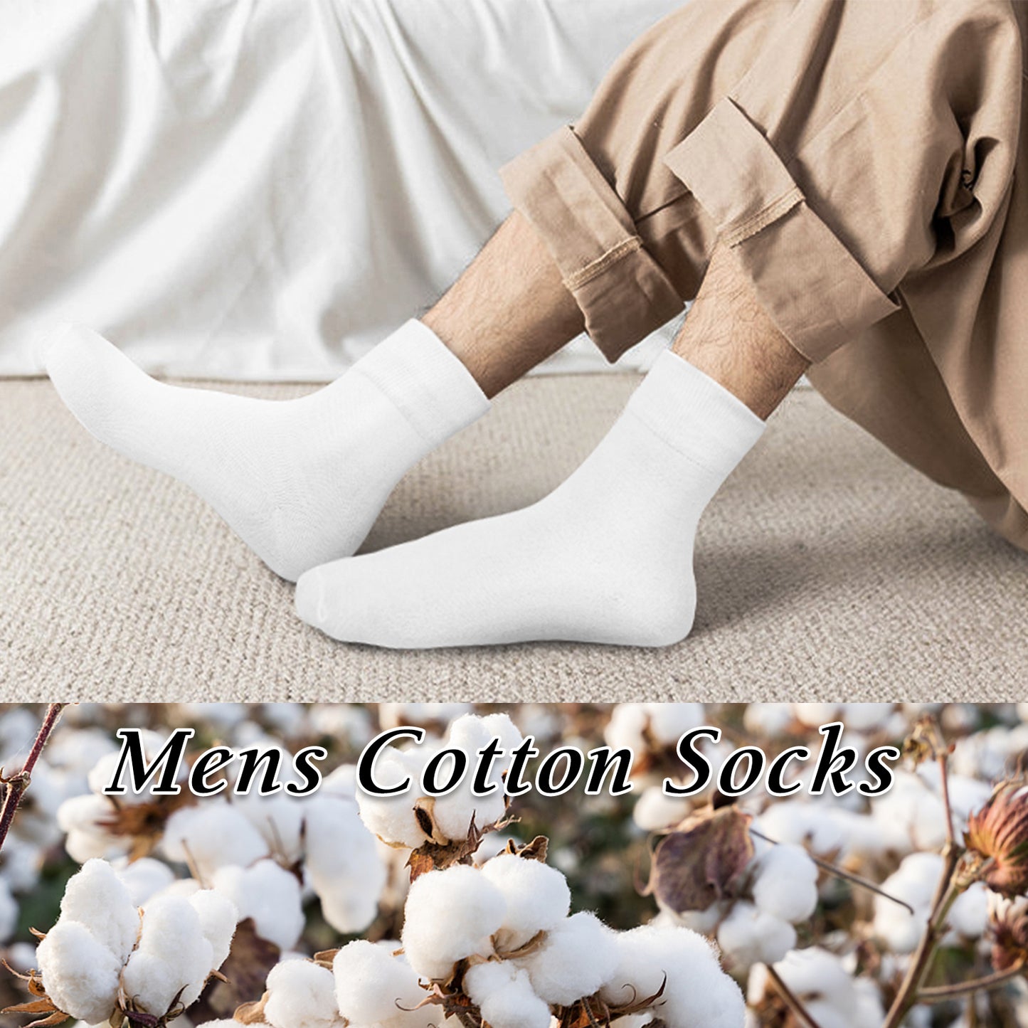 loritta 6 Pairs Mens Cotton Socks Solid Running Casual Crew Athletic Dress Socks for Men