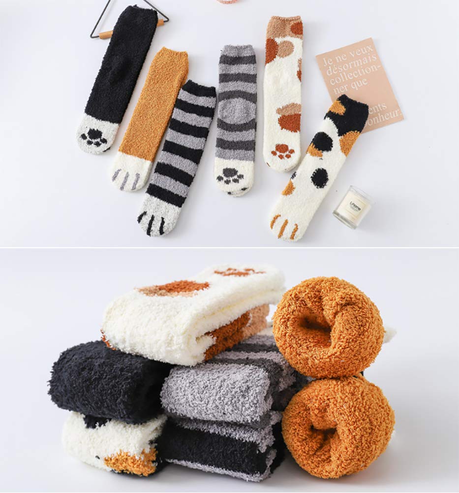 Loritta 6 Pairs Womens Fuzzy Socks Soft Winter Warm Cozy Fluffy Soft Slipper Socks Gifts
