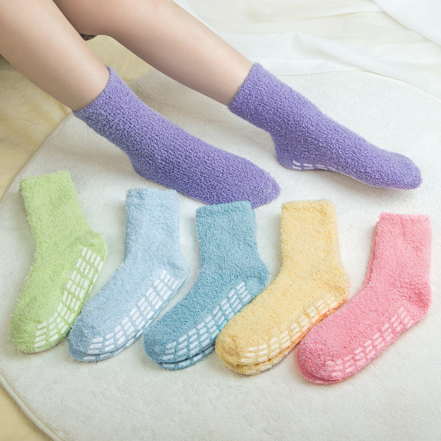 Loritta Winter Womens Fuzzy Socks Soft Warm Cozy Fluffy Soft Slipper Socks Gifts 6 Pairs