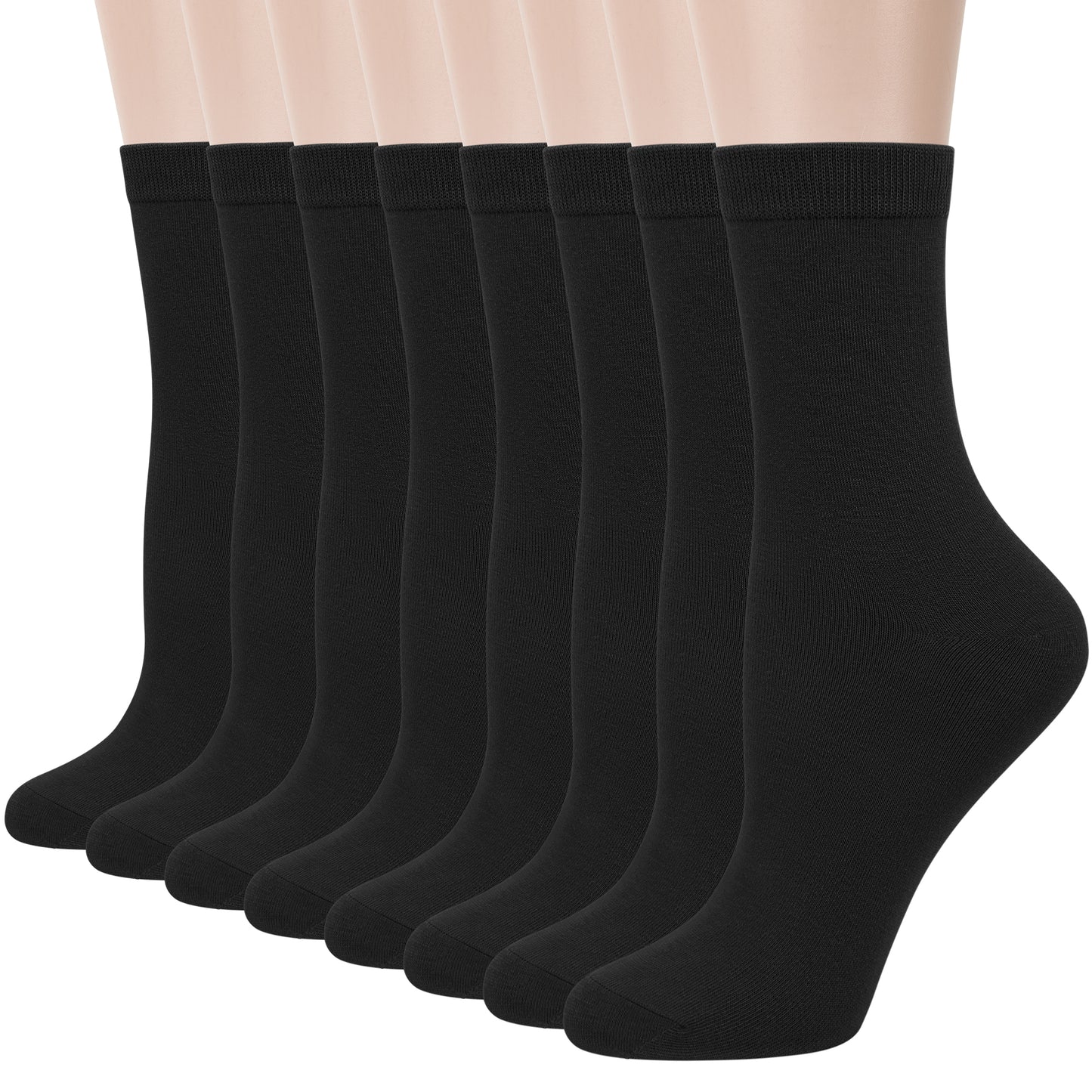 Loritta 8 Pairs Crew Socks Solid Casual Cotton Socks Athletic Dress Socks