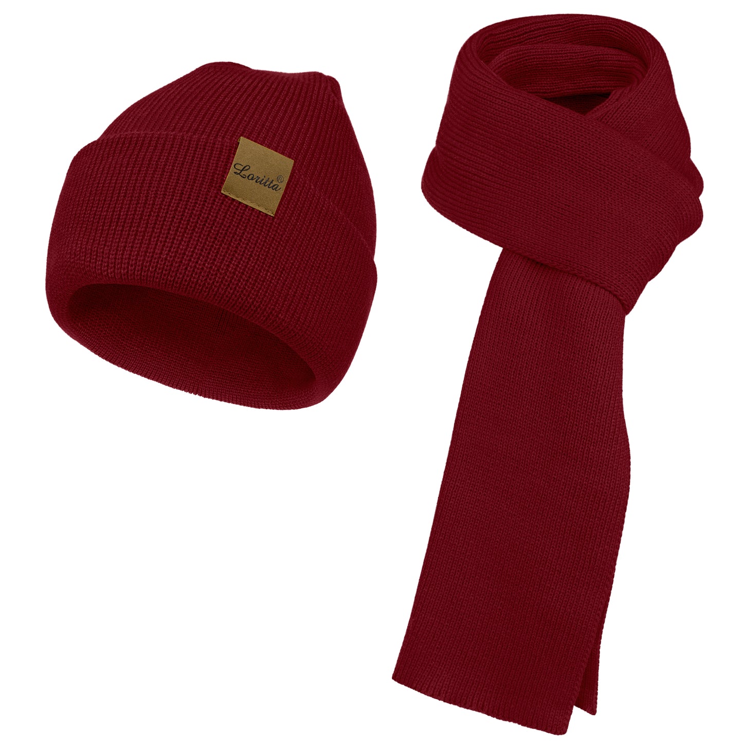 Loritta Scarf and Beanies for Women and Men, Winter Thick Soft Knit Womens Scarves and Shawl Wine