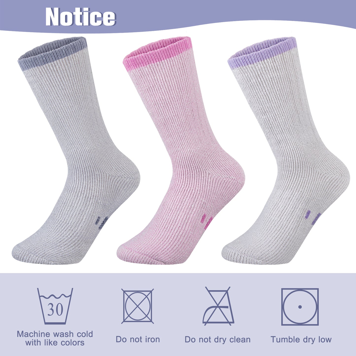 Loritta 80% Merino Wool Socks for Women Warm Mid-Calf Thermal 3 Pairs