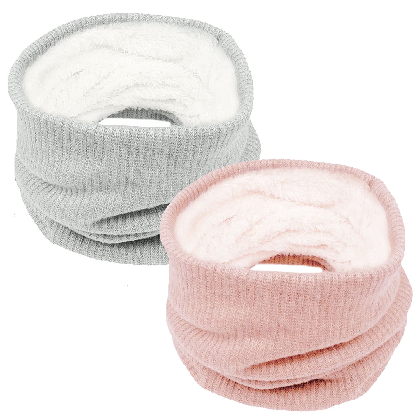 Loritta 2Pcs Women's Winter Knitted Fleece Scarves Set Classic Solid Style Thickened Warm Neck Warmer