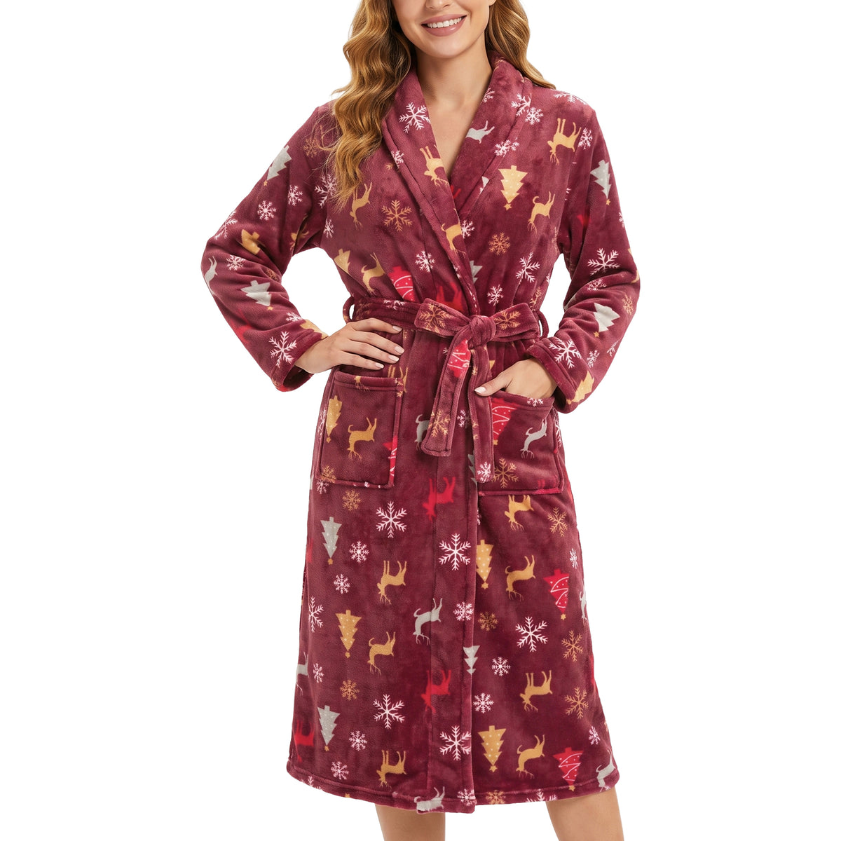 Loritta Fuzzy Soft Robes for Women, Long Plush Hooded Robe Fluffy Warm Bathrobes