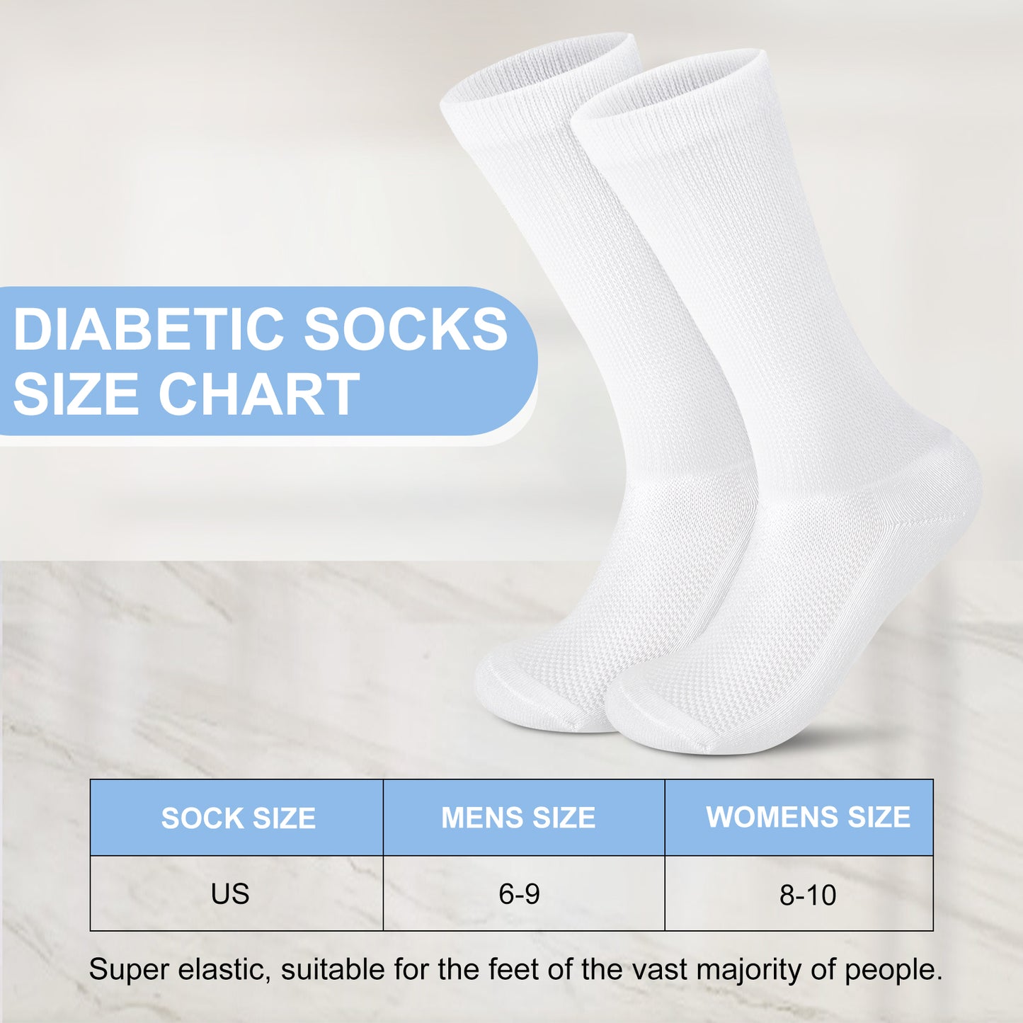Loritta 4 Pairs Diabetic Socks for Women & Men Super Soft Non-Binding Extra Wide Top Crew Socks