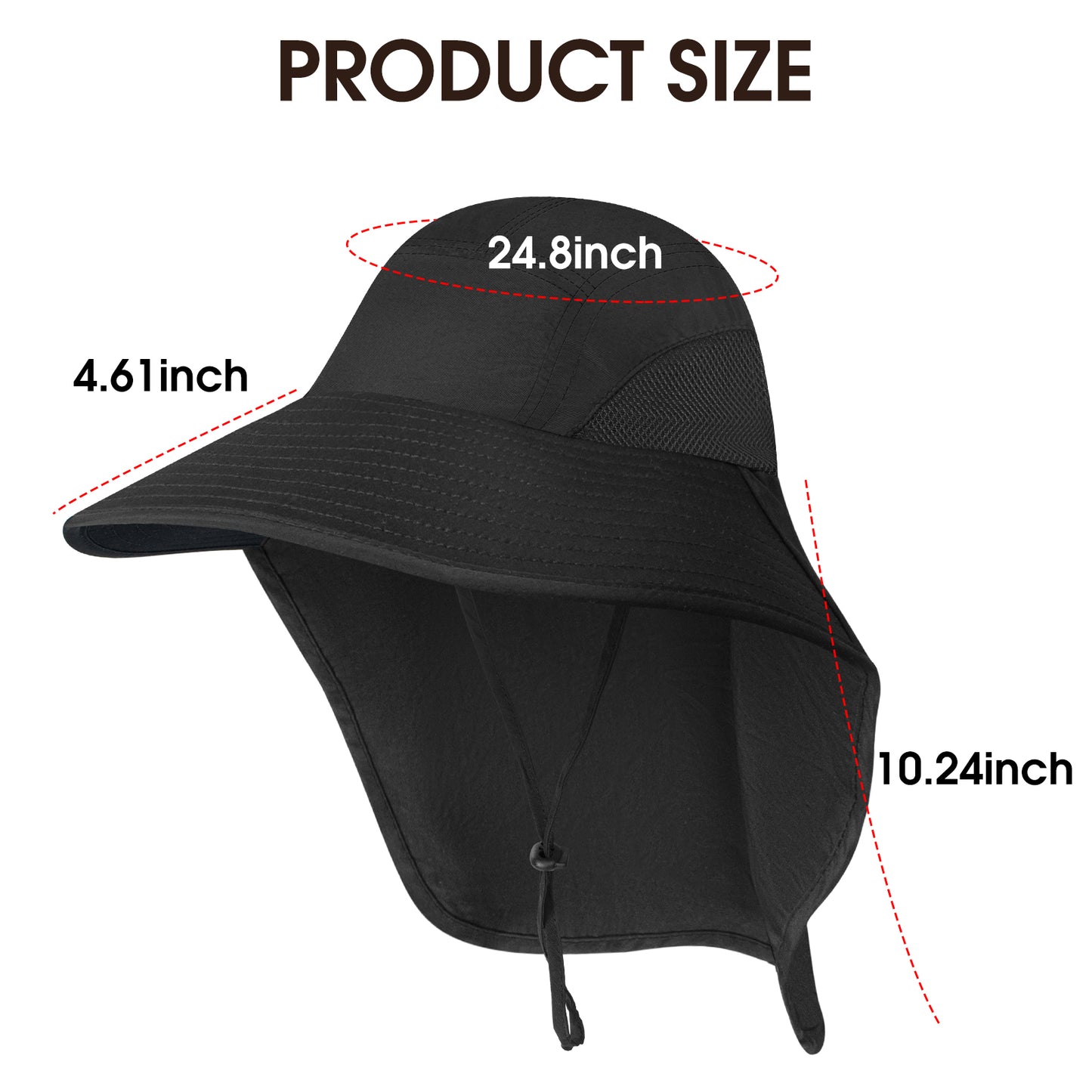Loritta Sun Hat for Men and Women，Waterproof Nylon UPF 50+ Sun Protection Wide Brim Hat with Large Neck Flap Hiking Fishing Hats