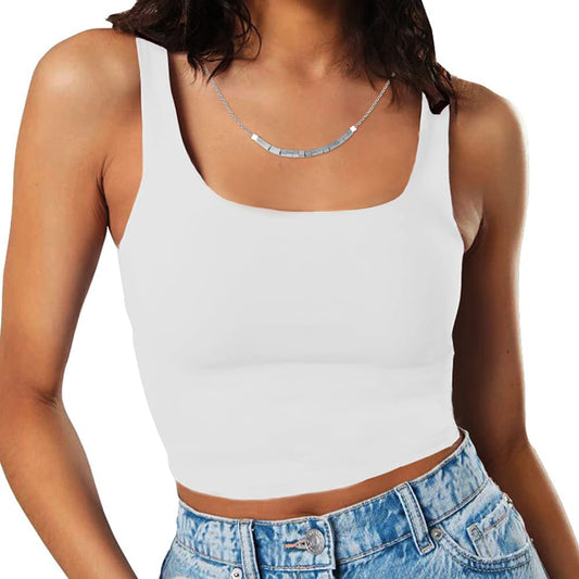CHICORA Tank Top for Women Sleeveless Crop Tops Square Neck Tanks Crop