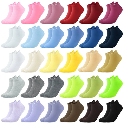 Loritta 30 Pairs Ankle Socks for Women Low Cut, No Show Casual Socks Colorful Bulk Pack, size 8-10