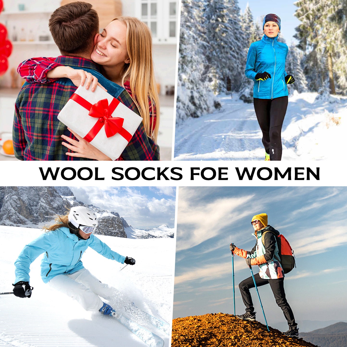 Loritta Womens Merino Wool Socks Thick Knit Warm Cushion Wool Socks for Women(5 Pairs)