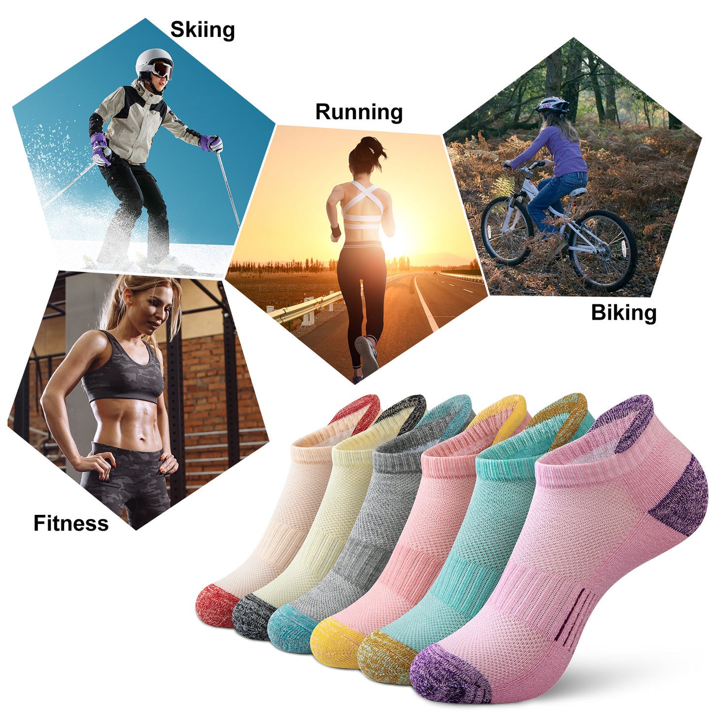 Loritta Running Ankle Socks for Women Athletic Cushioned 6 Pairs Workout No Show Socks Women