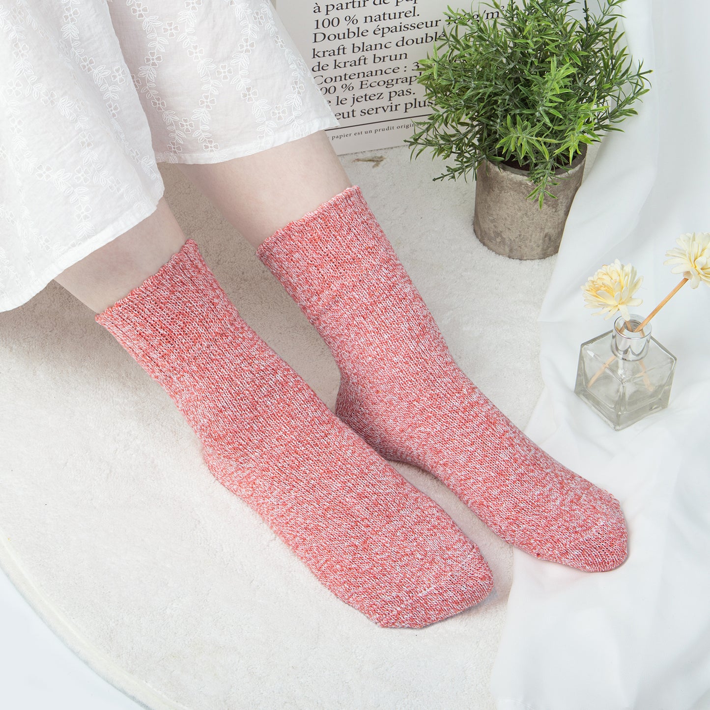 Loritta 6 Pairs Womens Socks Wool Socks Cashmere Thick Knit Warm Winter Socks for Women Gifts