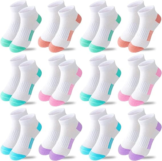 Loritta Girls Socks 20 Pairs Ankle Socks Kids Socks and Girls Ankle Socks for Toddler to Teen