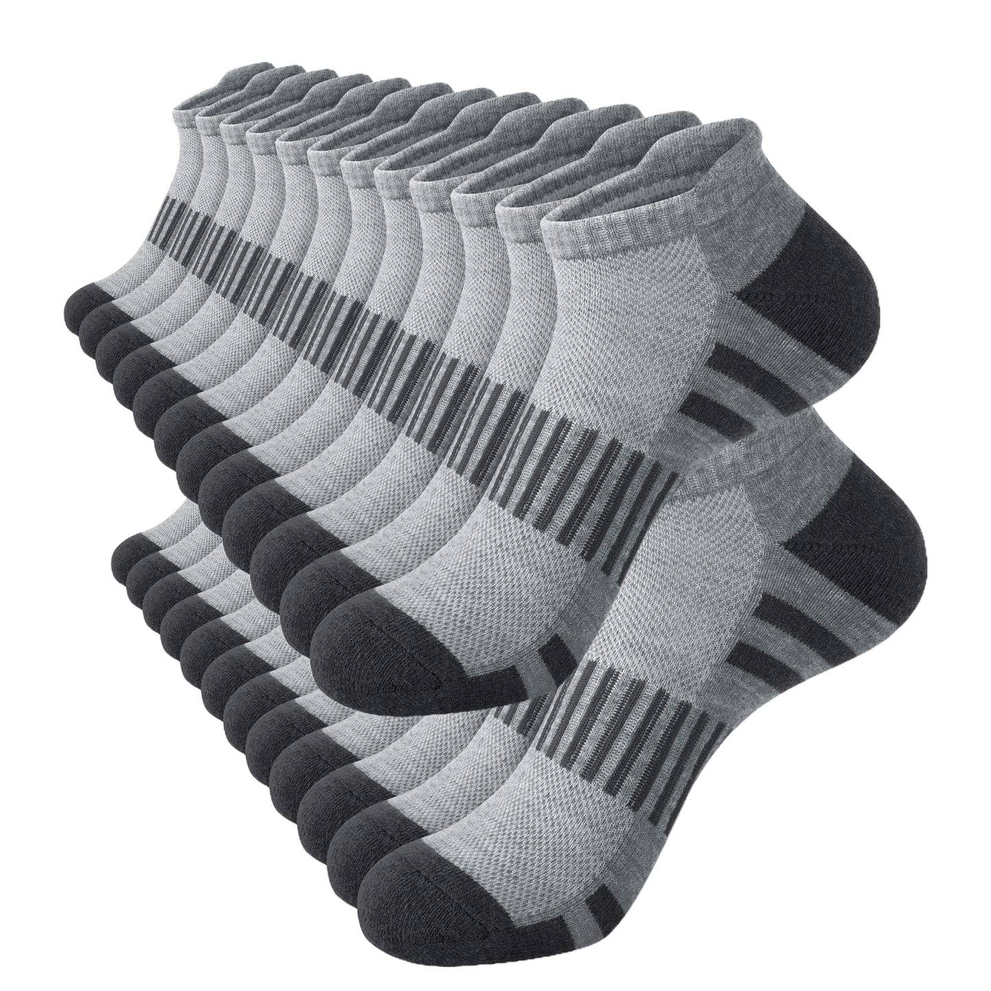 Loritta 12 Pairs Mens Socks Gray Running Ankle Socks Low Cut Cushioned Breathable Athletic Socks Mens Socks Size 6-9