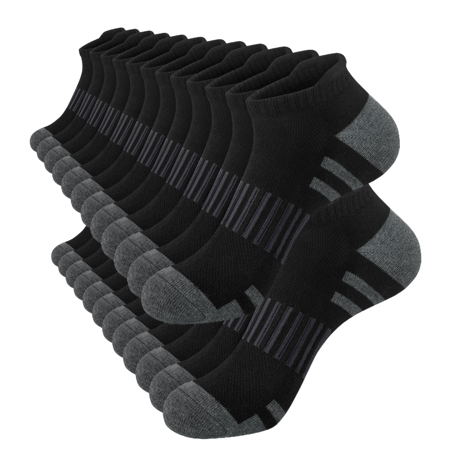 Loritta 12 Pairs Mens Socks Gray Running Ankle Socks Low Cut Cushioned Breathable Athletic Socks Mens Socks Size 6-9