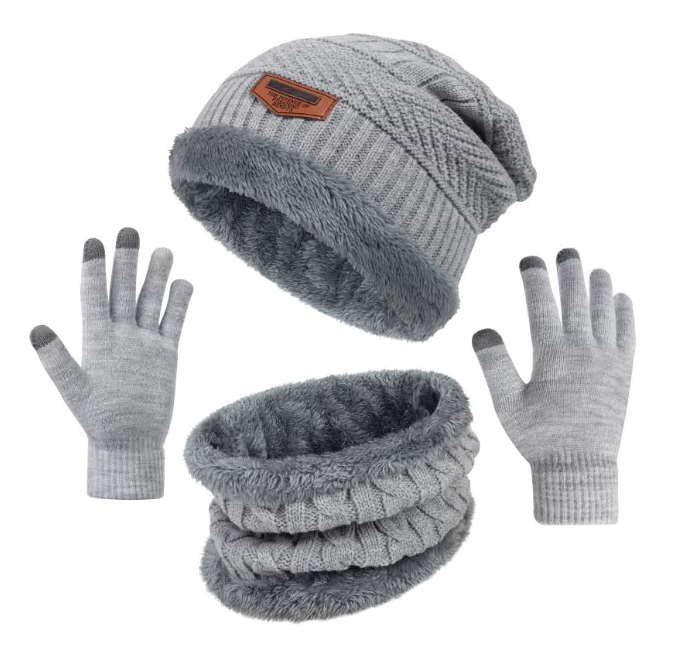 Loritta 3 Pieces Winter Beanie Hat Scarf and Touch Screen Gloves Set Warm Knit Skull Cap Gifts for Men and Women